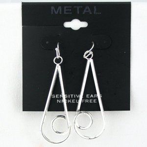 Metal Earrings Silver-tone Nickel Free 2" Hook Dangle